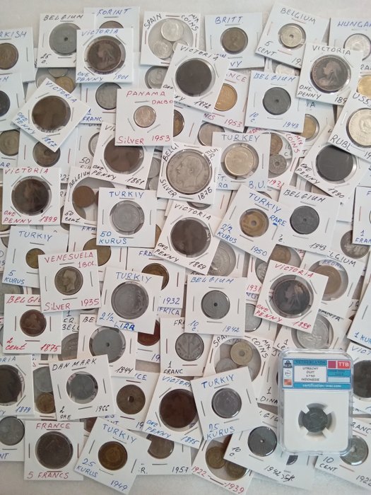 Monde. Lot various coins 1790/1960s (115 pieces) incl. silver