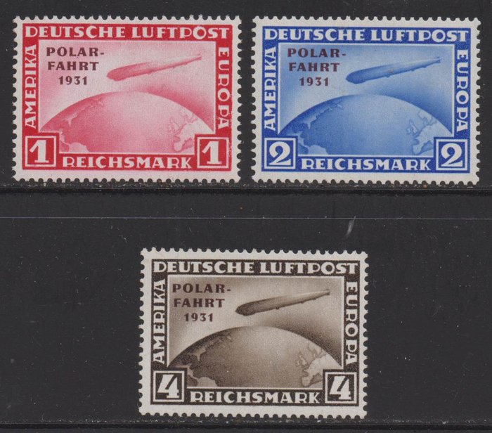 Deutsches Reich 1931 - "Polarfahrt" komplett, geprüft - Michel 456-458