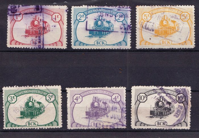 Belgisch-Congo 1942/1942 - Belgian Congo Railway stamps, catalogue value €1,100 - OBP - COB CP 18/23