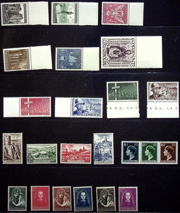 Luxemburg 1947/1951 - Diverse betere complete sets - Michel 417/426, 431/434, 439/441 strip van drie, 468/473, 488/489 in paar