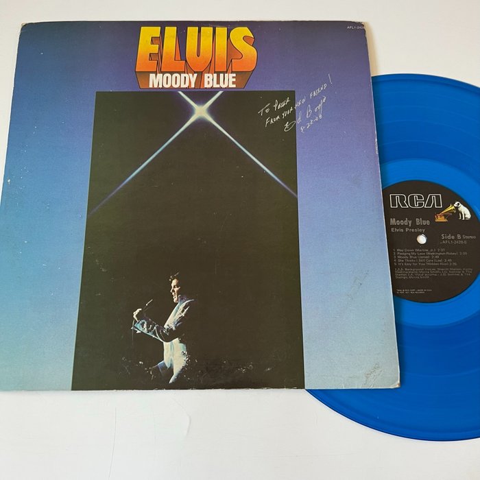 Elvis Presley - Moody Blue (Signed By Ed Bonja) - LP Album, Ondertekende memorabilia (originele handtekening) - Gekleurd vinyl - 1977
