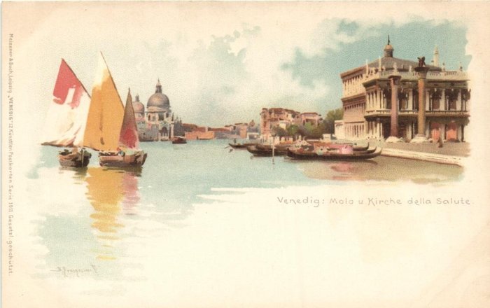 Italië - Venezia - Litho's en Aquarellen - Veelal van de Bekende plaatsen v/d stad - Ansichtkaarten (Collectie van 76) - 1900-1930