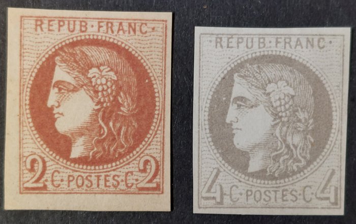 France 1870 - Bordeaux, Lot de 2 timbres - Yvert 40B et 41B
