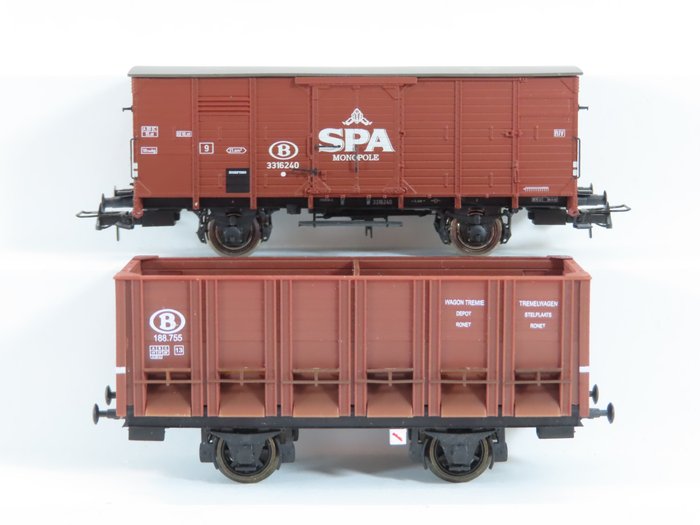 Brawa, Goover Models H0 - 49025/31001-1 - Freight carriage - 1 closed car and 1 dump car - NMBS