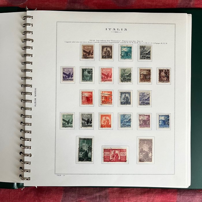 Italiaanse Republiek 1945/1992 - 2 circulated stamp albums, Marini sheets, with services