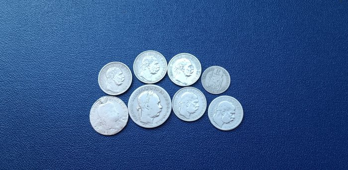 Autriche. Lot. 20 Kreuzer/Korona/Forint 1883/1915 (8 pieces silver)