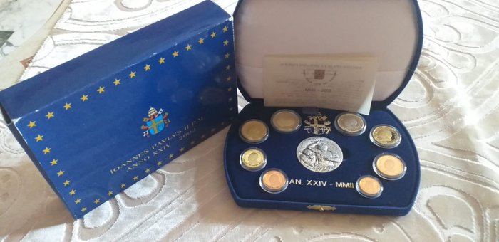 Vatican. Proof Set 2002 - John Paul II incl. silver medal