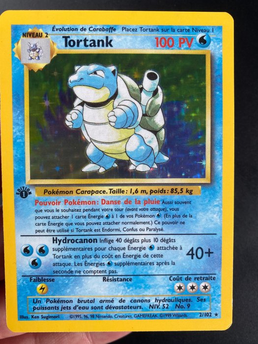 Wizards of The Coast - base set - Trading card Tortank HOLO 2/102 1st Edition FRENCH base set EXCELLENT - 1999