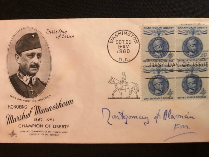 Bernard Montgomery of Alamein - Original autograph - Field Marshal General in WWII for England - 1960