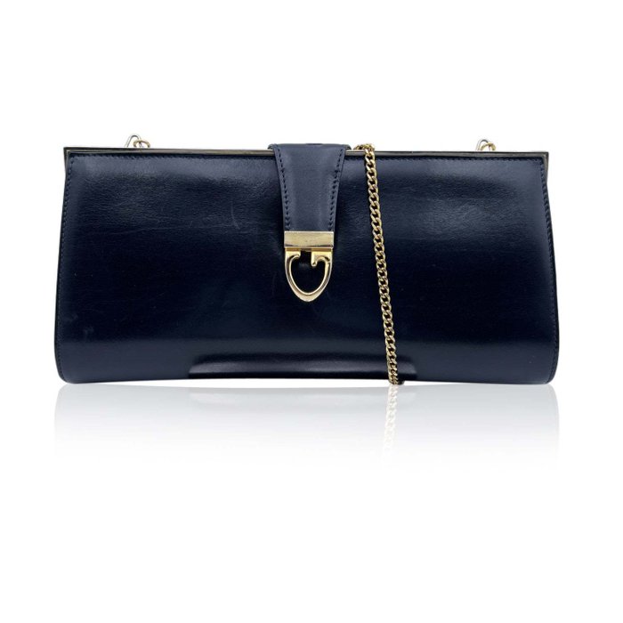Gucci - Vintage Blue Leather Evening Bag Clutch Shoulder - Catawiki