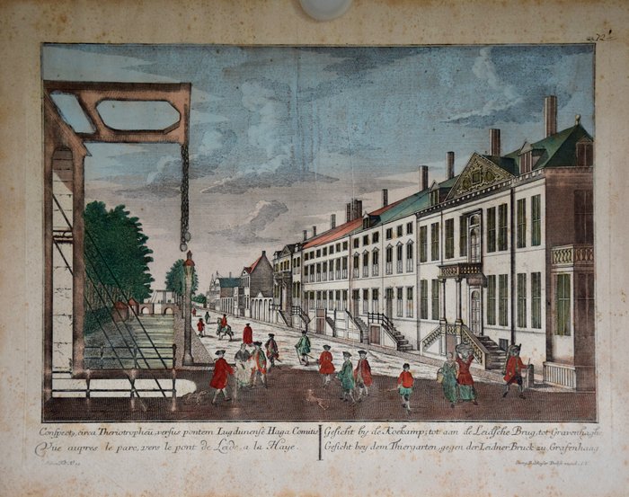 Paesi Bassi, Den Haag; Georg Balthasar Probst - Gesicht by de Koekamp, tot aan de Leidsche Brug tot Gravenhaghe - 1761-1780