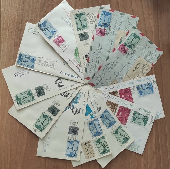Italian Republic 1961 - lot of 12 covers with various postage with Gronchi stamps in green and light blue - sassone 918+919