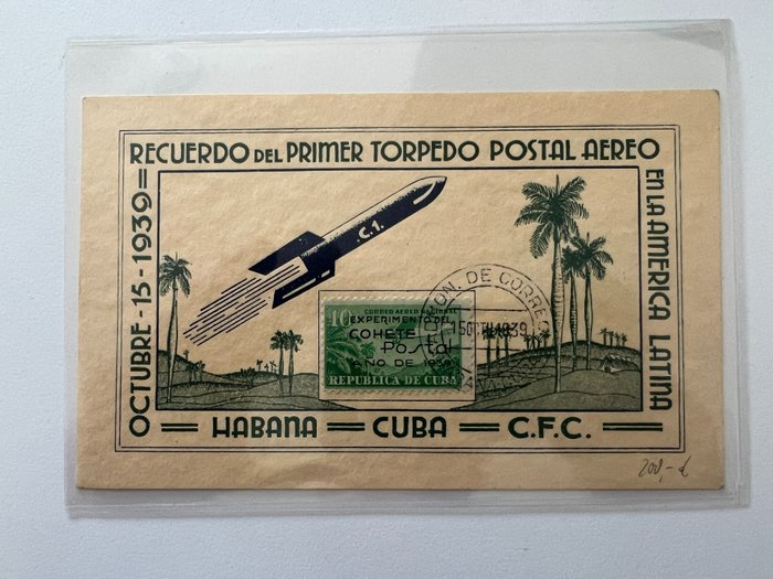 Kuba 1939 - Rocket mail and Havana Cuba cover 1939 - Ellington-Zwisler 4C1