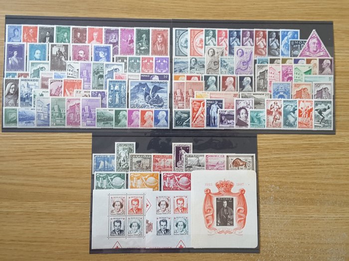 Monaco 1942/1949 - 8 complete years of regular use stamps, without the non-issued stamps - Yvert 234 à 337B et BF 2