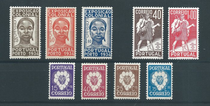 Portugal 1934/1946 - Group of sets of the 1st centennial - Mundifil nº 561/563, 577/578, 579/582