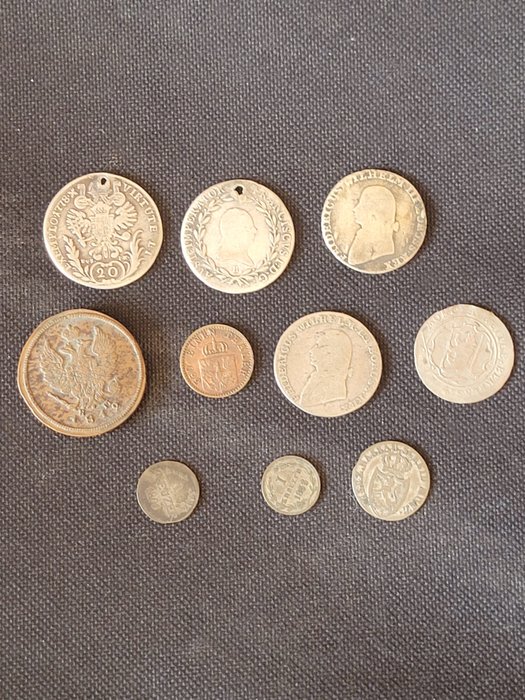 Allemagne, Russie, Suisse. Lot various coins 1778/1868 (10 pieces)