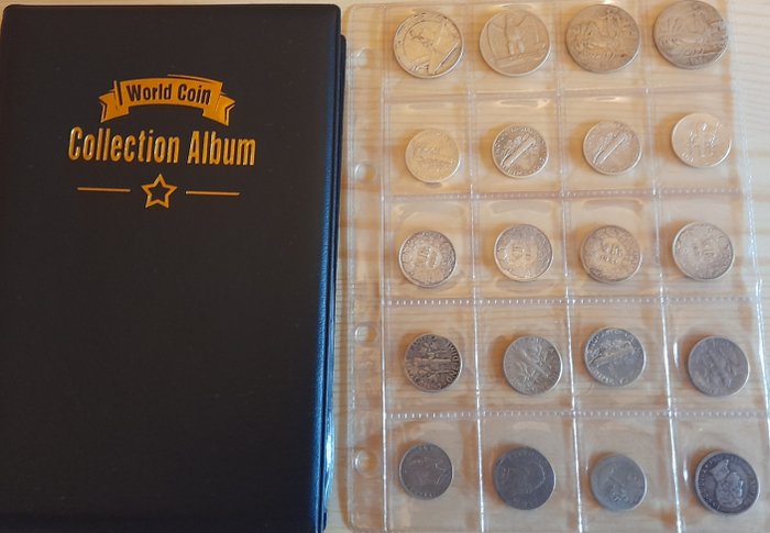 États-Unis, Italie, Monde, Suisse. Lot various coins (total 140 pieces) incl. silver