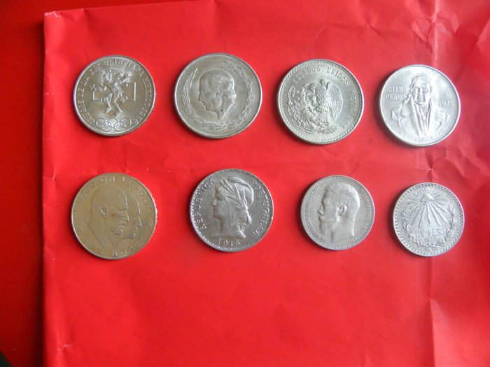 Monde. Lot various silver coins 1896/1978 (8 pieces)