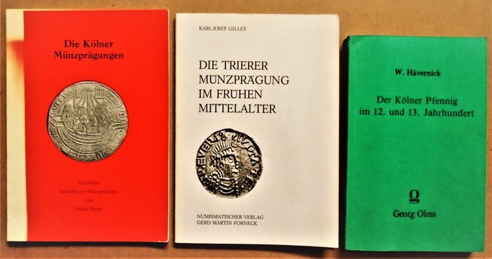 Deutschland. Lot. Numismatische Literatur über Köln und Trierer im frühen Mittelalter. Karl-Josef Gilles/Hanno Weiler/Walter Hävernick 1982/1984 (3 pieces)