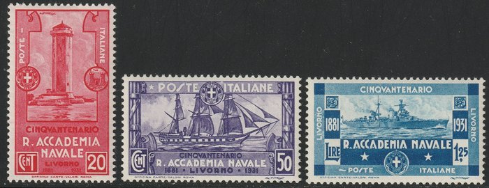 Koninkrijk Italië 1931 - Royal Military Naval Academy of Livorno, complete set, centred and intact, luxury - Sassone S.60