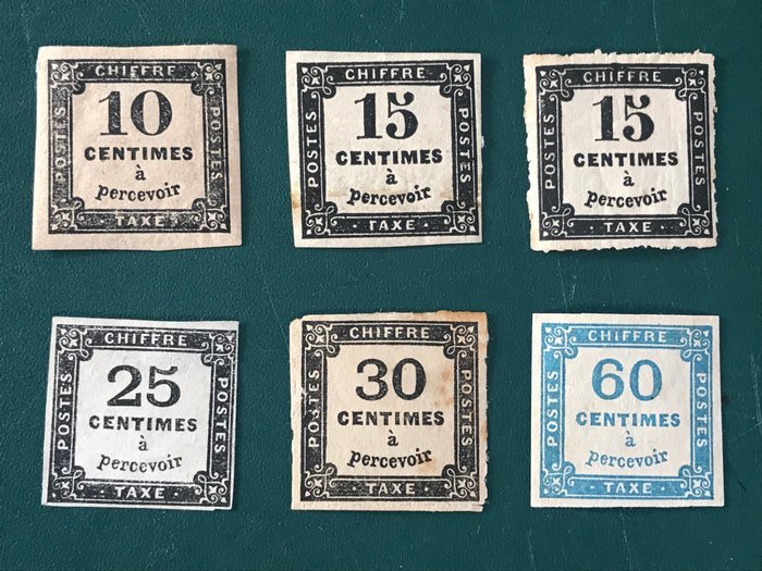Frankreich 1859/1878 - Lot with Surcharge postage due first emission - Yvert 2/9