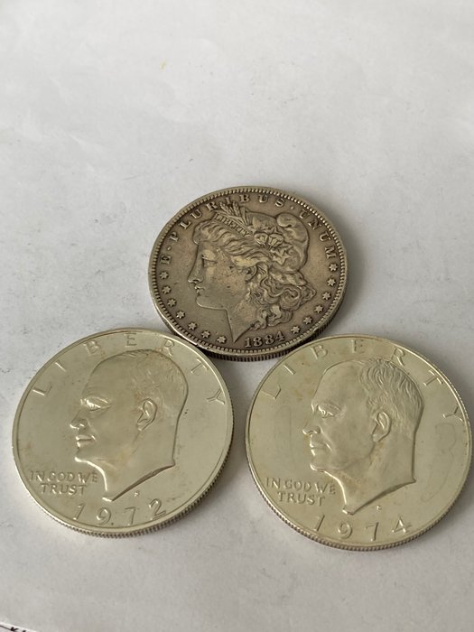 USA. 1 Dollar 1884 + 1972 + 1974 (3 pieces)