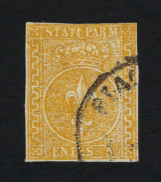 Italian Ancient States - Parma 1853 - 5c giallo arancio - Sassone N. 6