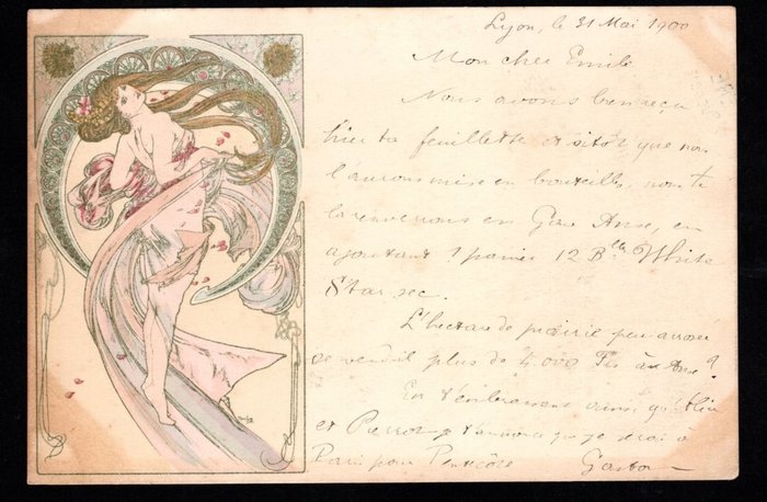 Frankrijk - Alfons Mucha-illustrator - Enkele Ansichtkaart (1) - 1900