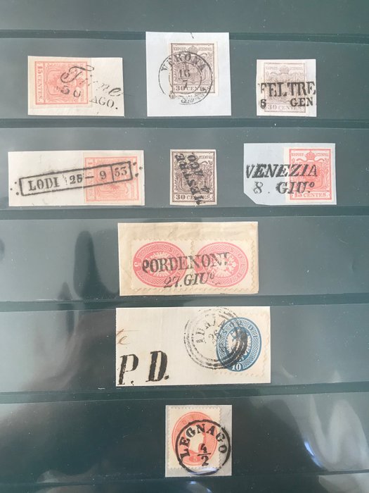 Österreich - Nine classic stamps with rare cancellations