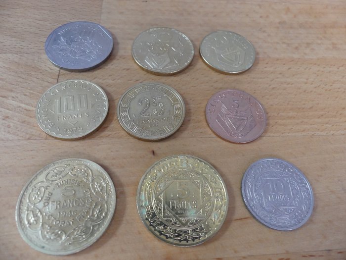 Afrique. Lot various coins 1946/1986 (9 pieces) incl. 6x Essai