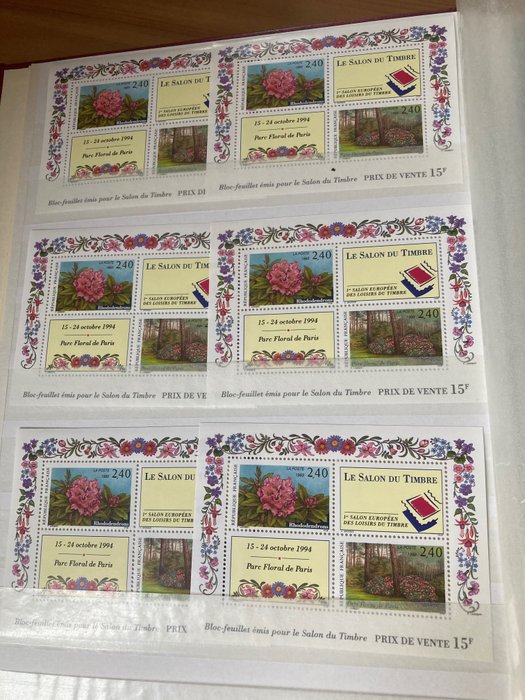 Frankreich 1988/1995 - Collection in quadruple with blocks of four, blocks and booklets - face vale €1230