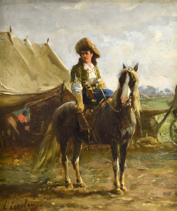 Otto Eerelman (1839-1926) - May Lillie zittend op een paard - Pawnee Bill