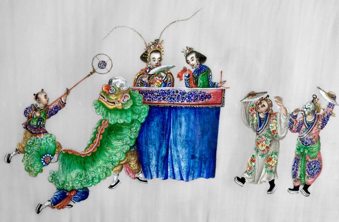 Pittura su carta di riso (1) - Carta di fibra, Carta di riso, Gouache - Cina - XIX secolo