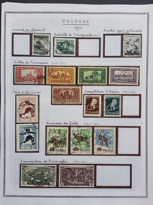Polen + Tschechoslowakei 1954/1988 - Unique composition: more than 1000 topical stamps numbered and in order on homemade sheets