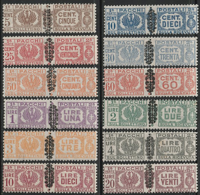 Luitenant 1946 - Postal parcels with frieze in the middle, complete intact set, luxury - Sassone S.2105