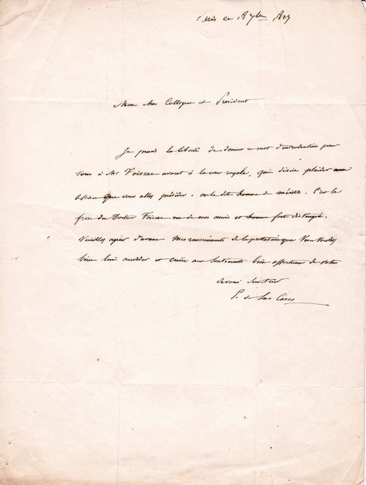 Emmanuel Pons de Las Cases [Page de Napoléon 1er] - Lettre autographe signée à Claude-Pierre de Delay d'Agier - 1823