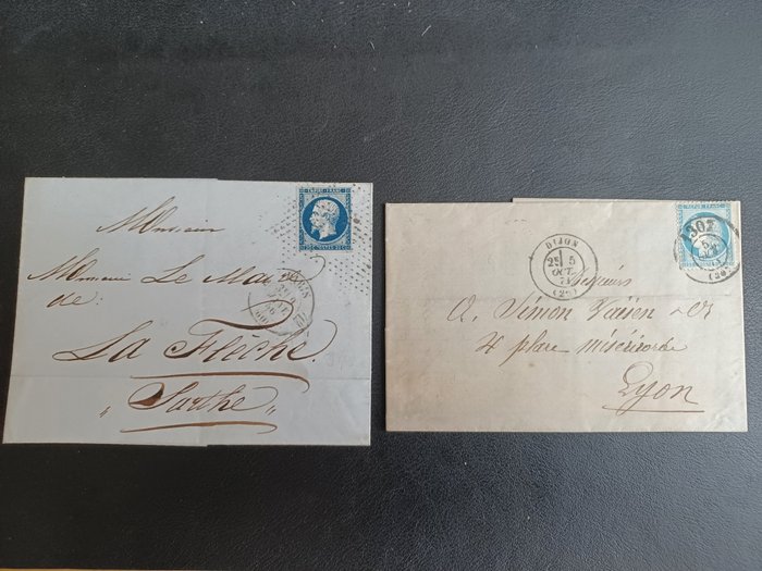 Frankrijk 1860/1871 - Lot of 2 letters with original cancellations - Yvert