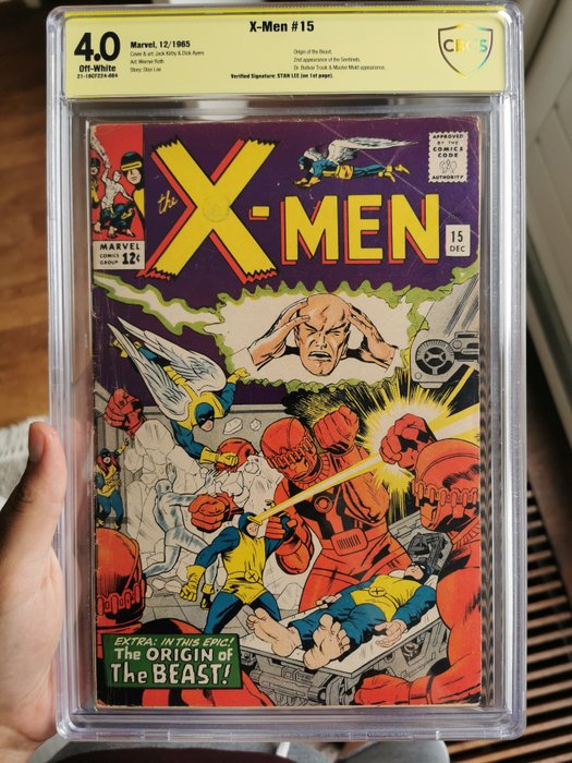 Uncanny X-Men 15 - 1st mastermold signed by Stan lee cbcs 4.0 - Erstausgabe - (1965)