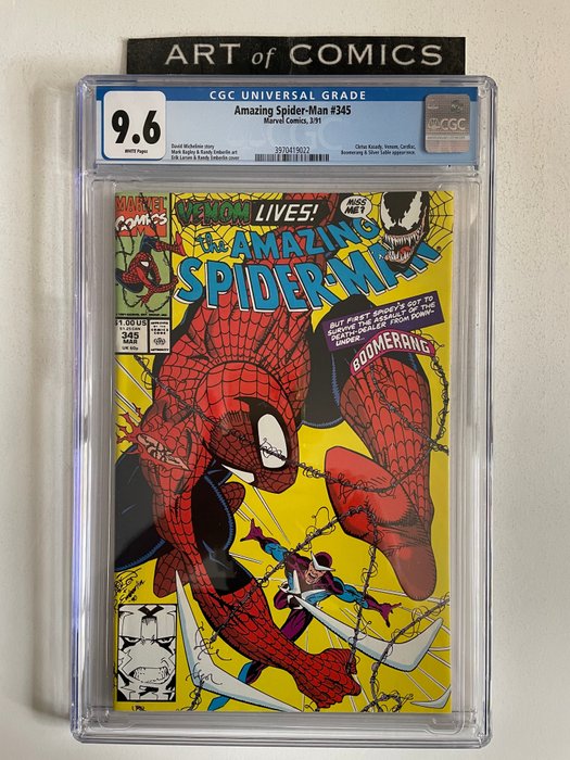 The Amazing Spider-Man #345 - 2nd Appearance Cletus Kasady (Carnage) - Cardiac, Venom, Boomerand, Silver Sable Appearance - CGC Graded 9.6 - Extremely High Grade - White Pages!! - Softcover - Eerste druk - (1991)