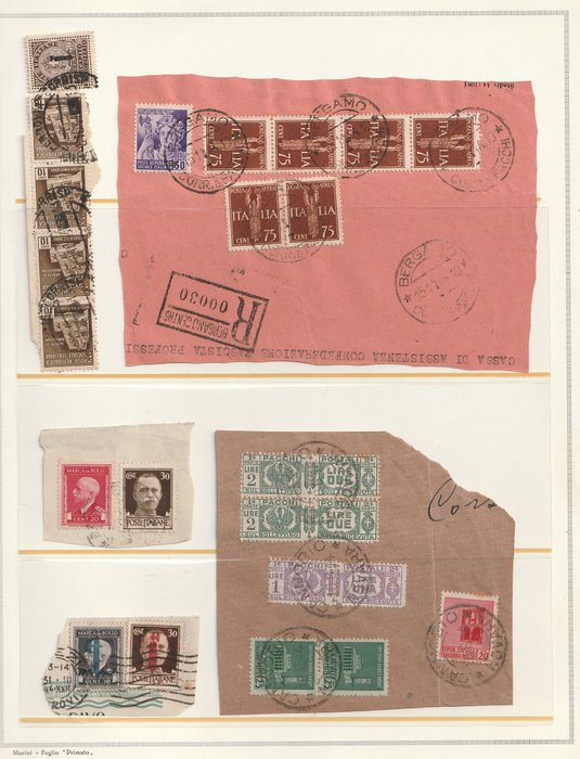 Italiaanse Sociale Republiek 1944 - Collection of 30 fragments with various postage - Sassone