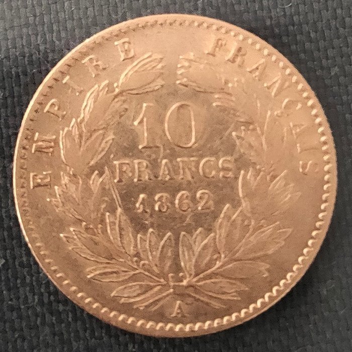 France. Napoléon III (1852-1870). 10 Francs 1862-A, Paris