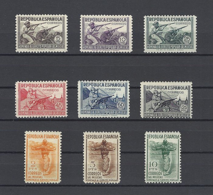 Spain 1938 - Tribute to the Popular Army, complete set. No Reserve Price. - Edifil Nº 792/00