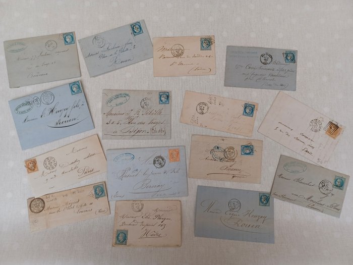 Frankrijk 1860/1871 - Lot of about thirty classic letter stamps. Various cancellations and postmarks to be researched - Yvert