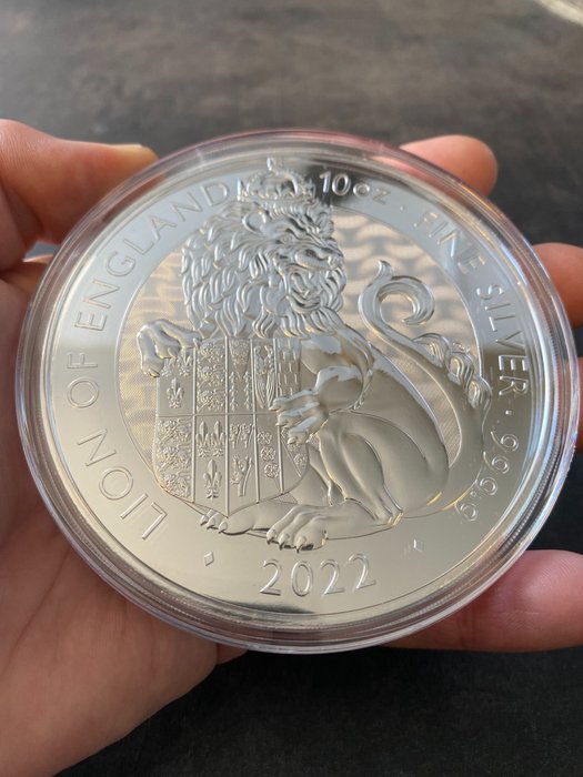 Royaume-Uni. 10 Pound 2022 Royal Mint Tudor Beasts Lion of England, 10 oz