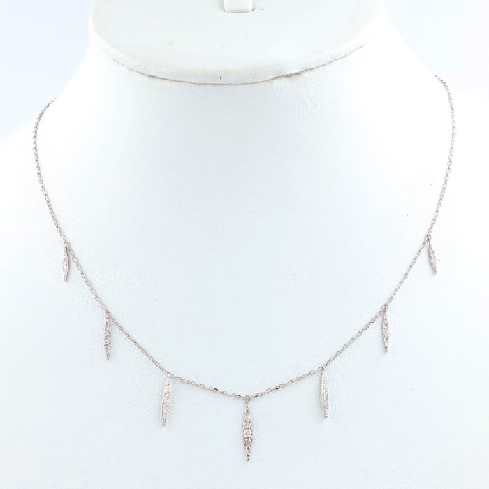 Halsband med hänge - 14 kt Vittguld -  0.34 tw. Diamant  (Natural)