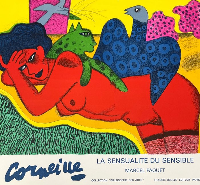 Guillaume Corneille (1922-2010) - Grande affiche Lithographique Le tigre Amoureux Michel Paquet
