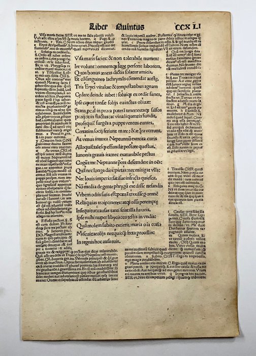 Vergil; Commentary by Sebastian Brandt - Lot of 19 post-incunabula leaves from Vergilius Maro, Publius (70-19 B.C.) - 1502