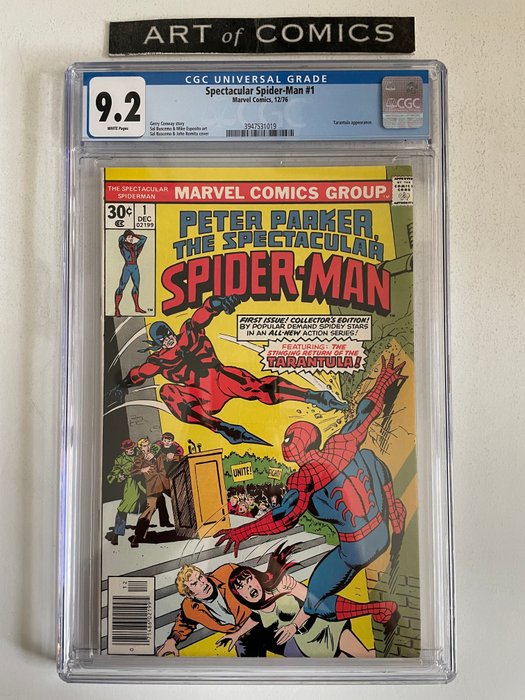 Peter Parker The Spectacular Spider-Man #1 - Tarantula Appearance - Key Book - CGC Graded 9.2 - Very High Grade!! - White Pages!! - Softcover - Erstausgabe - (1976)