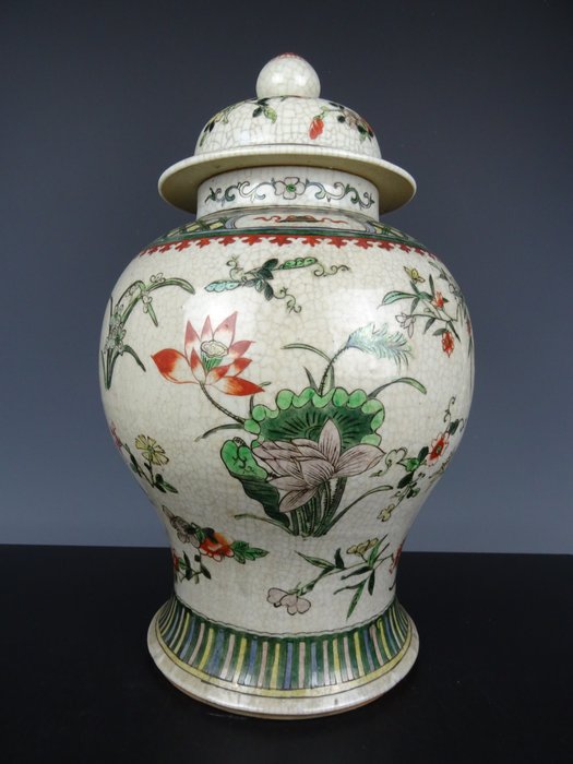 vaso con coperchio - Ceramica craquelé - Porcellana - Cina - XIX secolo