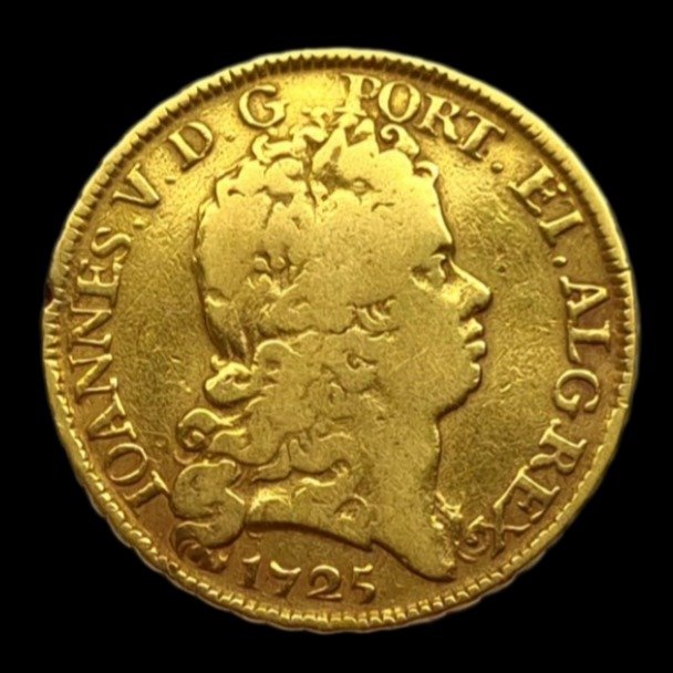 Portugal. D. João V. (1706-1750). Meia Peça (3.200 Reis) 1725 - Lisboa - Escudo do 4º Tipo - Muito Rara
